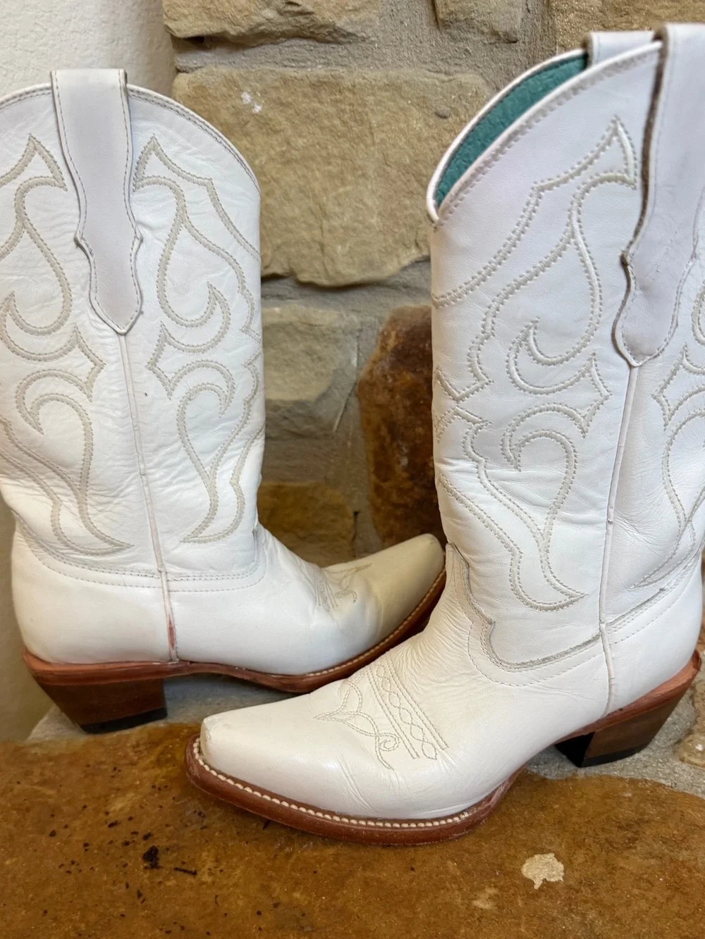 White Girls Corral Cowboy Boots - Classic Embroidered Leather